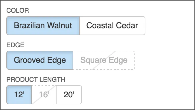 A subtle diagonal line indicates which options are invalid