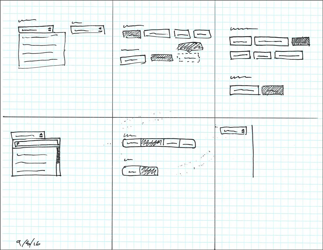 Hand-drawn sketch of layout concepts