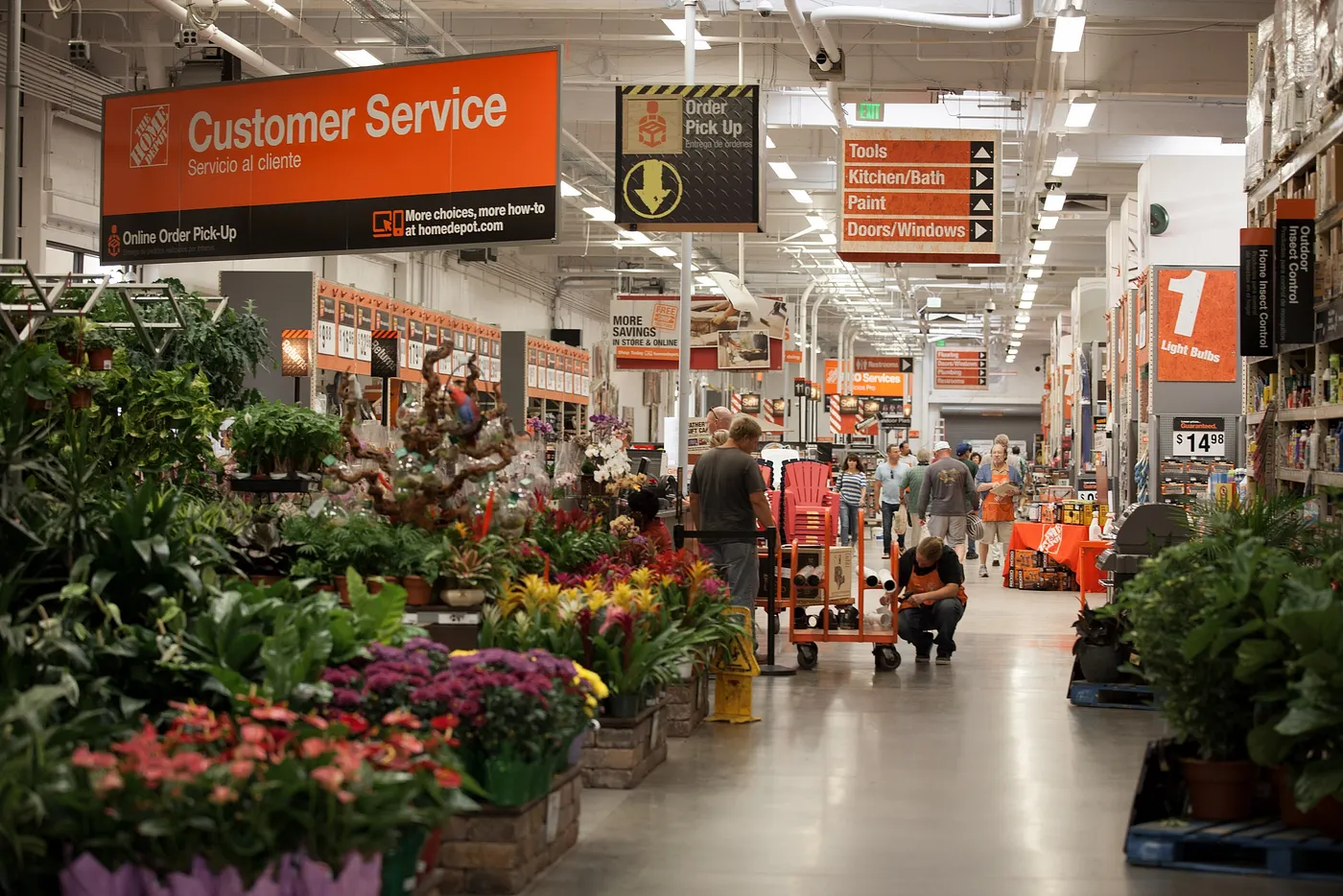 Image of a Home Depot store center aisle